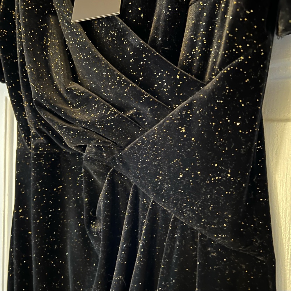 NWT Marks & Spencer Formal Black Velvet Sparkle Dress ✨ Size 8 US - Picture 3 of 12